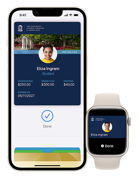 Mobile One Card displayed on iPhone and Apple Watch