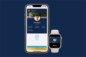 Mobile One Card displayed on an iPhone and Apple Watch